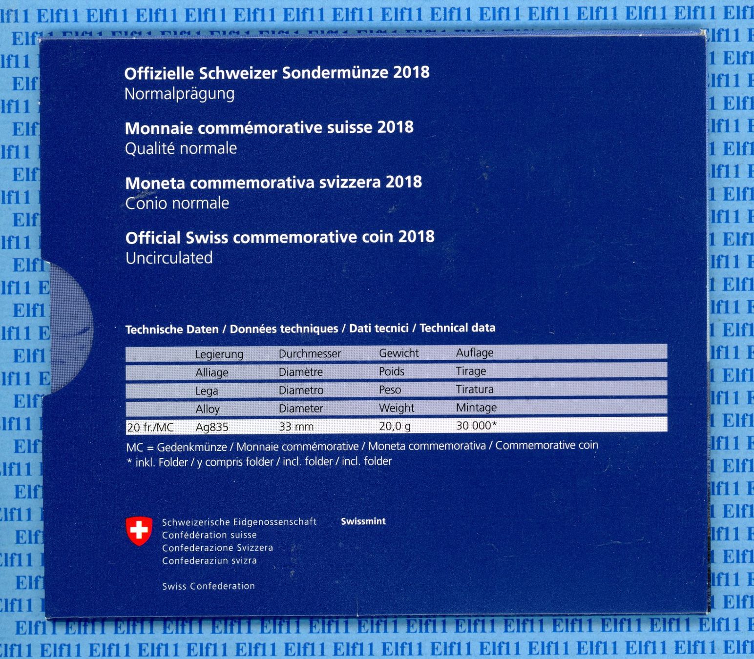 Tutti le monete: CHF__20.00 2018 DS La Suisse im Folder stgl 20 Franken – Nuovo e nell'imballaggio originale da Widnau venduto da Elf11 5