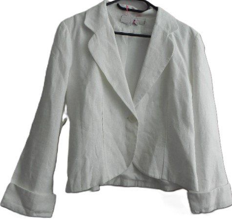 Giacche: ca.Gr. 40 42 Leinen Jacke Blazer weiss, gefüttert  s. Masse – Usato da Basel venduto da frausommerwind