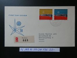 FL 1958 Nr. 313 und 314 auf FDC