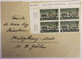 B97) 277.2.01, Abart fehlende Speiche auf Brief im 4-Block