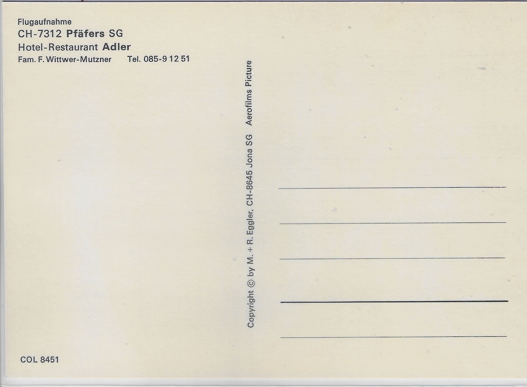 Cartoline postali: Flugaufnahme Pfäfers SG - Hotel- – Antico da Ettingen venduto da Kartenplanet 1