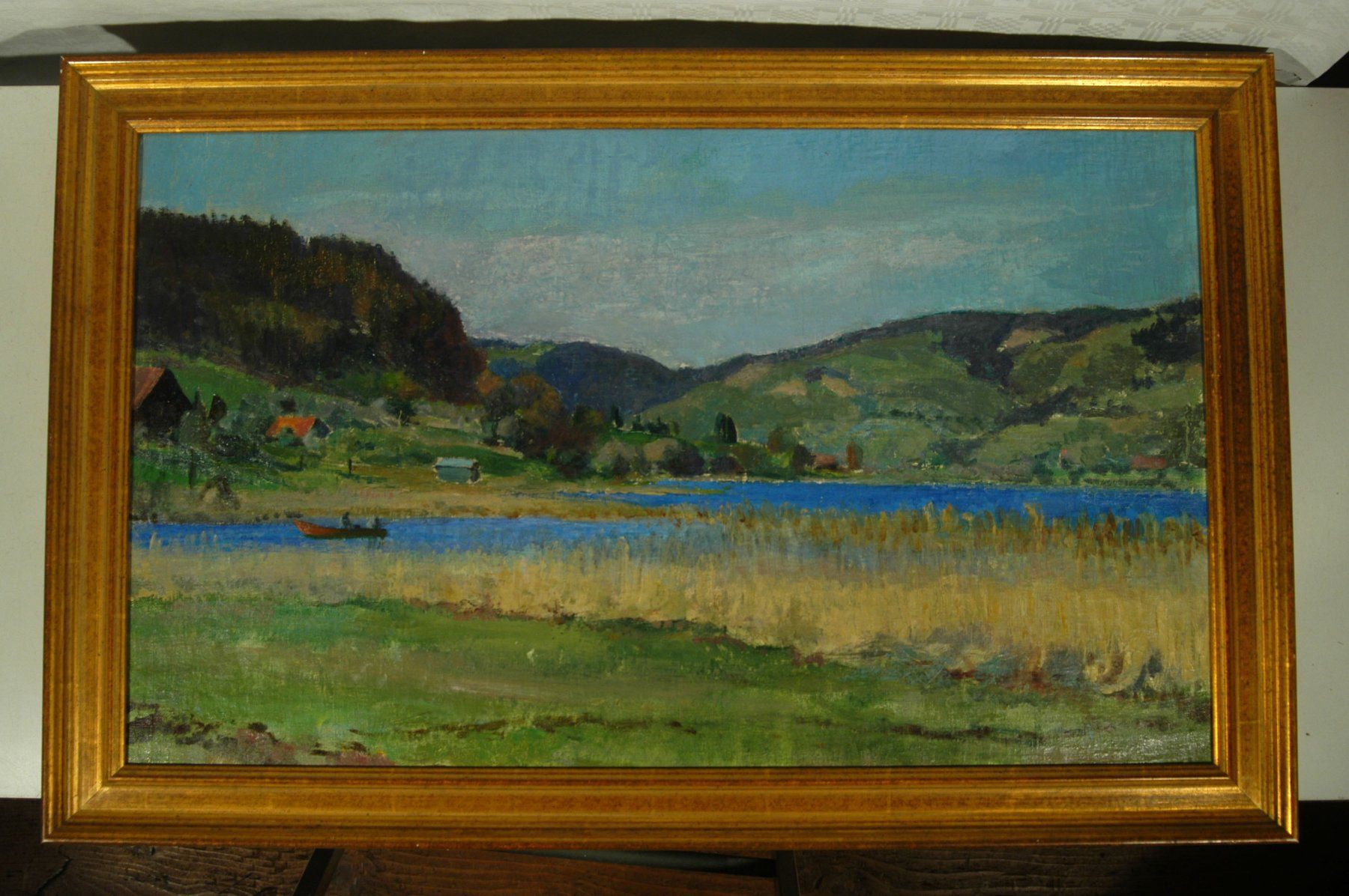 Dipinti: Max Paul Link Landschaft mit See Oel auf Leinwand – Usato da Herisau venduto da Wisen