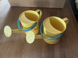 2 gelbe Giesskannen für Kinder - ideal für den Garten!