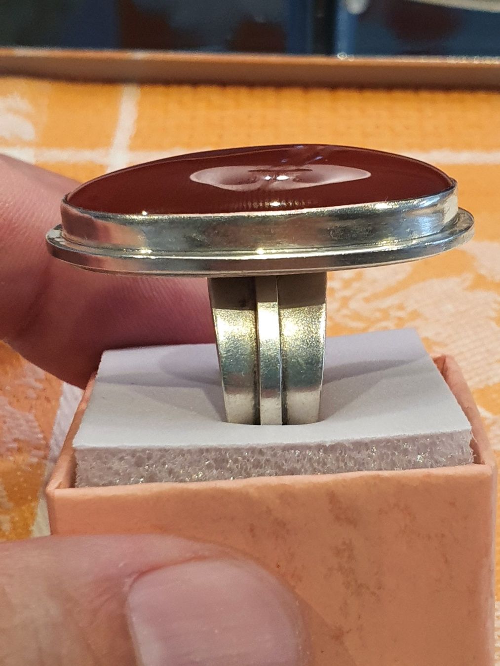 Ringe: Opulenter 925 Silber Ring besetzt mit grossem Karneol – Gebraucht aus Wohlen AG von palmsprings 1
