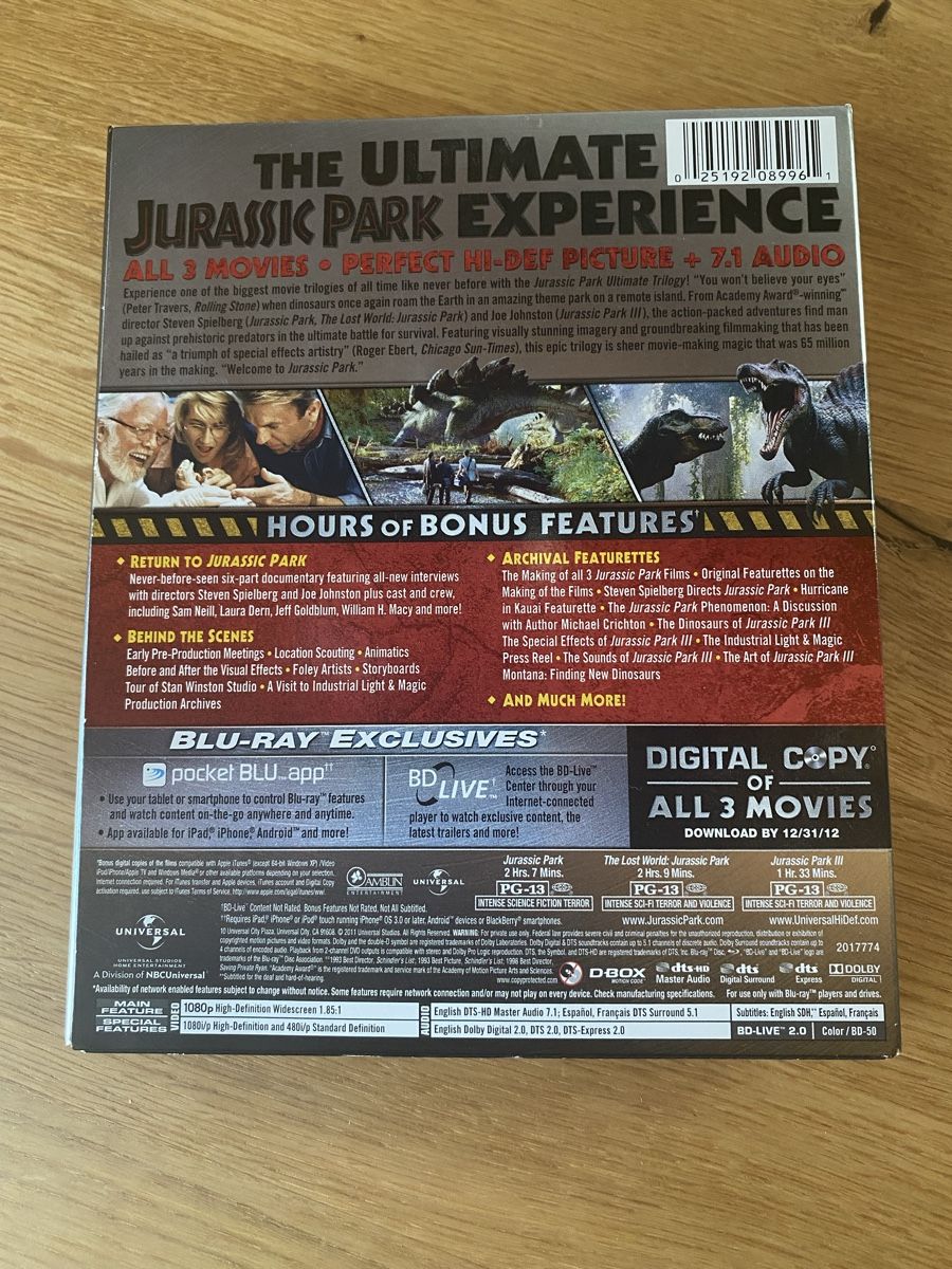 Alle DVDs: Jurassic Park Trilogie / Bluray / ENGLISCHE Version – Gebraucht aus Herzogenbuchsee von Christen3 1