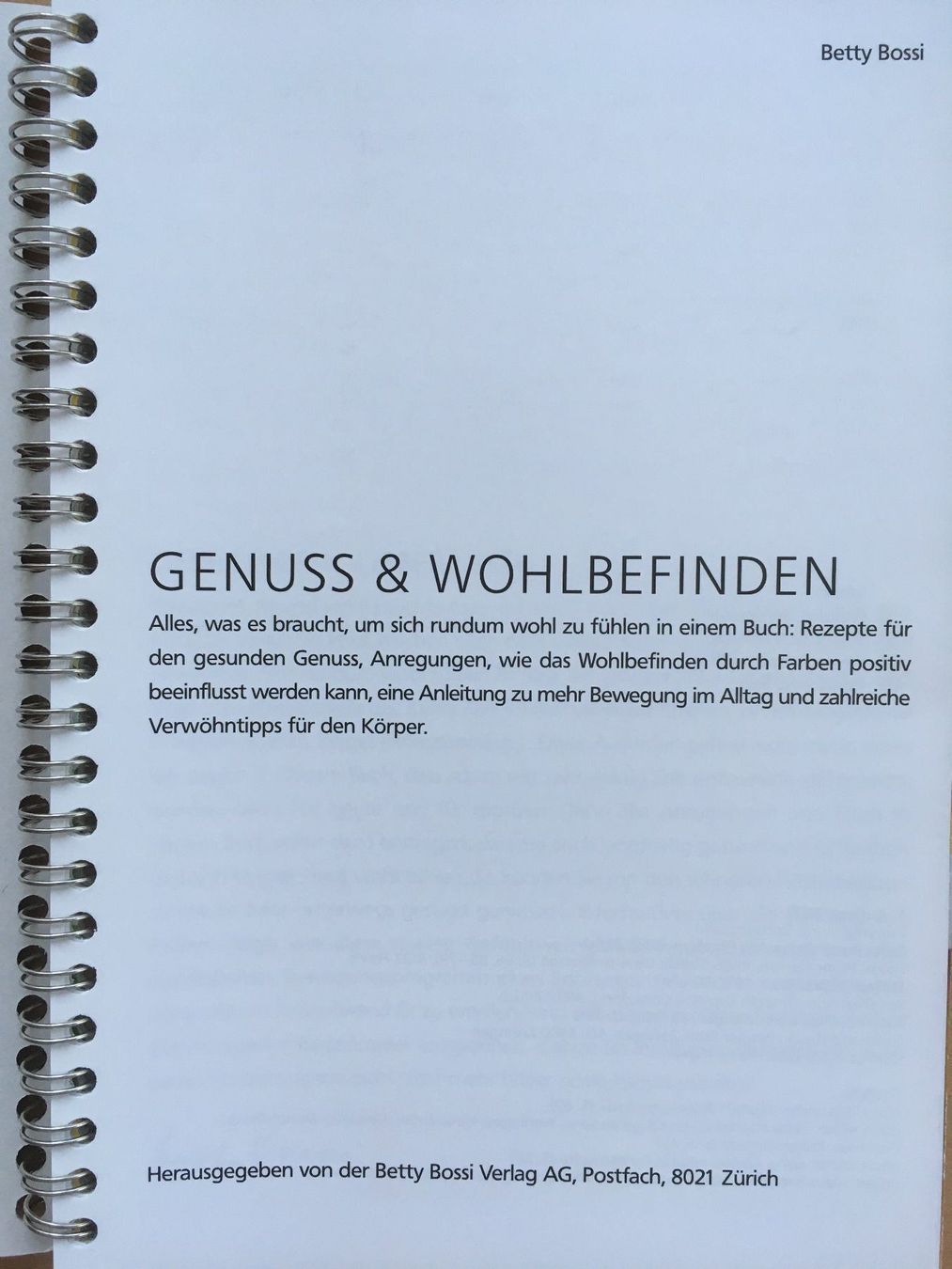 Libri: Genuss & Wohlbefinden; Betty Bossi – Nuovo (secondo la descrizione) da Grenchen venduto da Kogi7 1