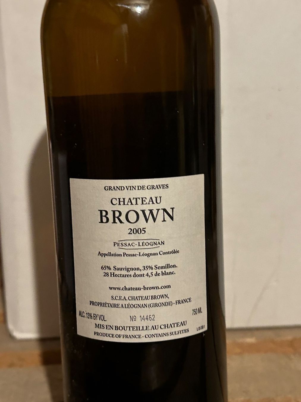 Wein: Château Brown blanc 2005 Pessac-Léognan – Neu (gemäss Beschreibung) aus Roche VD von avediscipule 2