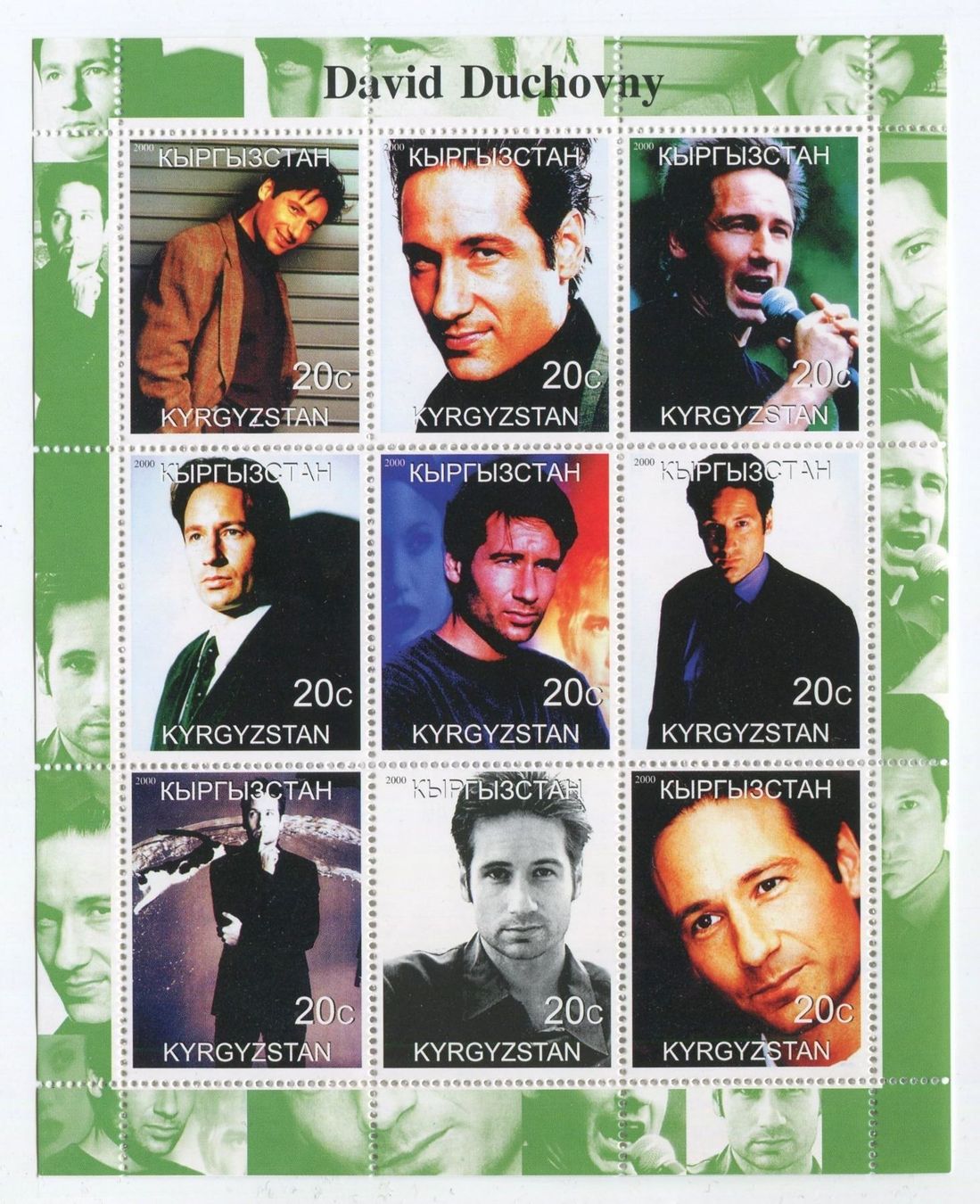 Alle Briefmarken: Block "David Duchovny". Kirgisistan. – Neu und originalverpackt aus Basel von Butsch5