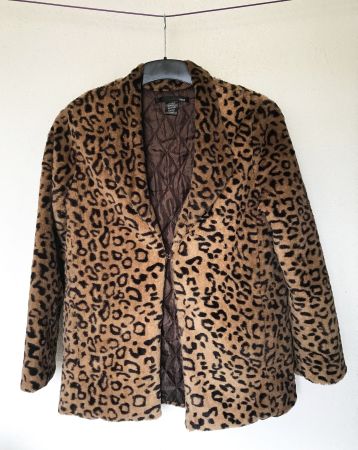 Leichter Leoparden Kunstfell Mantel, Jacke Gr.M