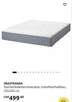 VAGSTRANDA Matratze, Taschenfederkern, mittelfest, hellblau,
