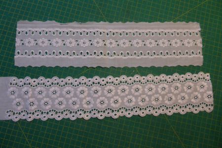 Antike St. Galler Spitzen weiss - 2 Teile à 38 cm