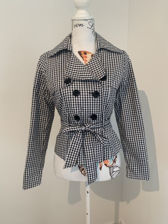 Damen Jacke kariert schwarz-weiss