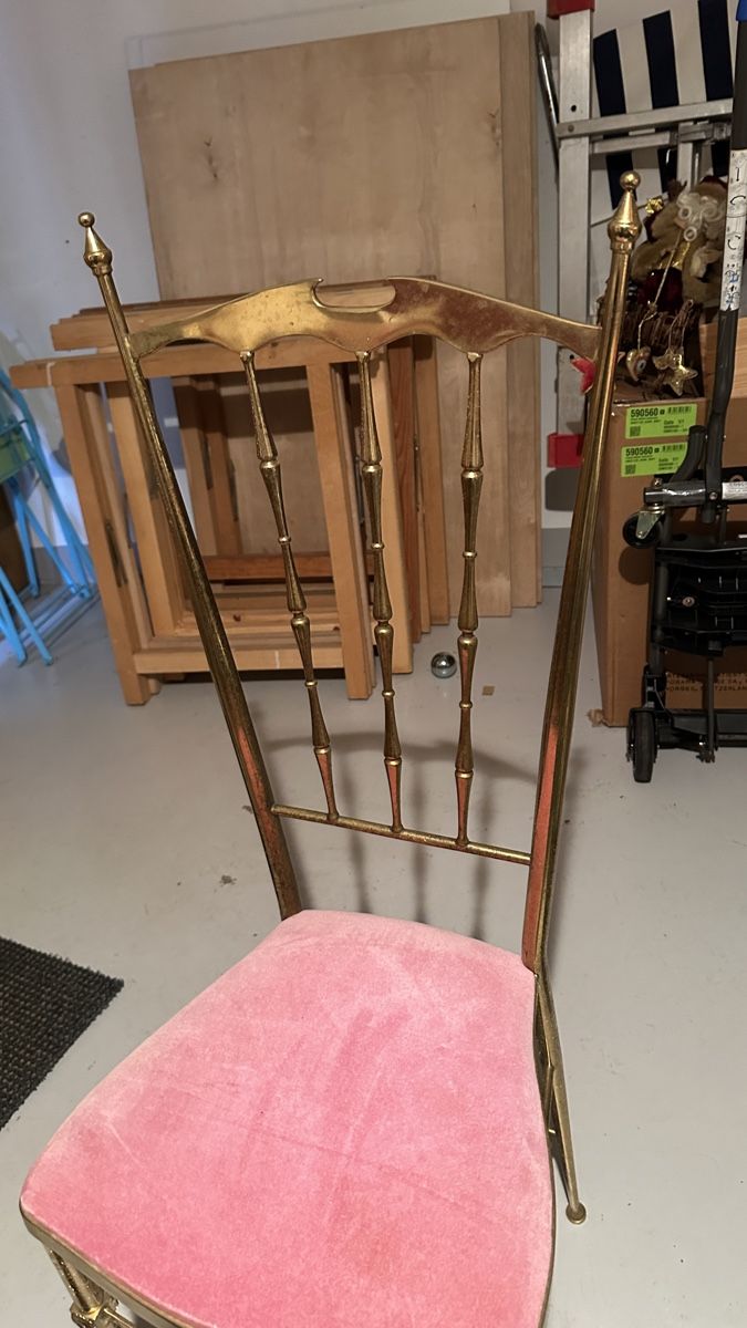 Sedie: Messingstuhl mit rosa Polster - Vintage – Usato da Aarburg venduto da Schatzaffe 2