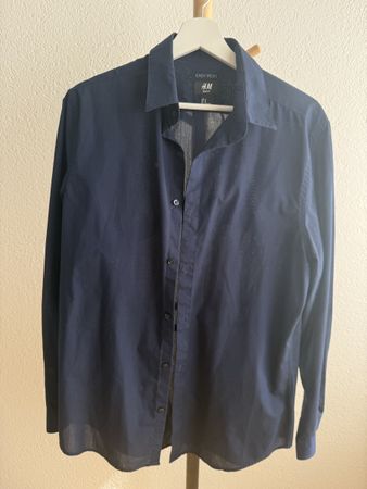 H&M Hemd Gr. M Slim Fit Easy Iron Dunkelblau