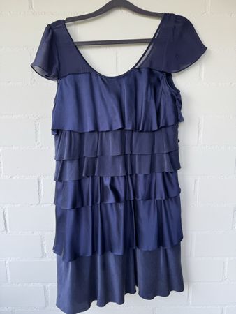 BOSS ORANGE Cocktailkleid Seide dunkelblau Gr. 40