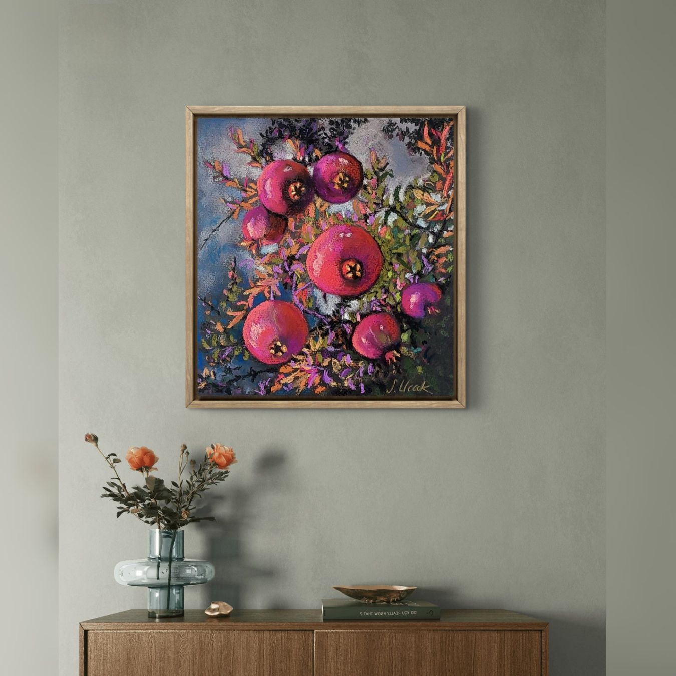 Dipinti: Original! Pastellbild " Unter ein.Granatapfelbaum" signiert. – Nuovo e nell'imballaggio originale da Ostermundigen venduto da LorisHome 2