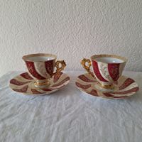 Versand möglich! Sehr hübsche Tasseb, rot-gold farbig