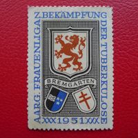 1951 BREMGARTEN, Tuberkulose-VIGNETTE mit Wappen