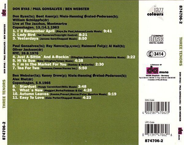 CD: Don Byas, Paul Gonsalves, Ben Webster – Usato da Unterbäch VS venduto da Plasido 1