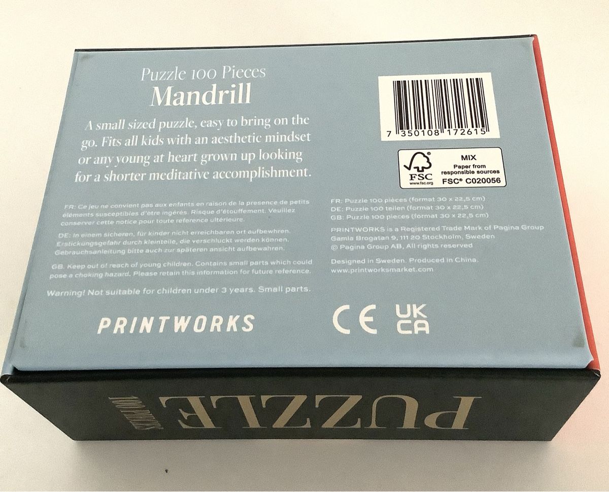 Puzzle: Printworks Puzzle 100 Teile Mandrill Affe Tier – Usato da Zürich venduto da wunderbox1 3