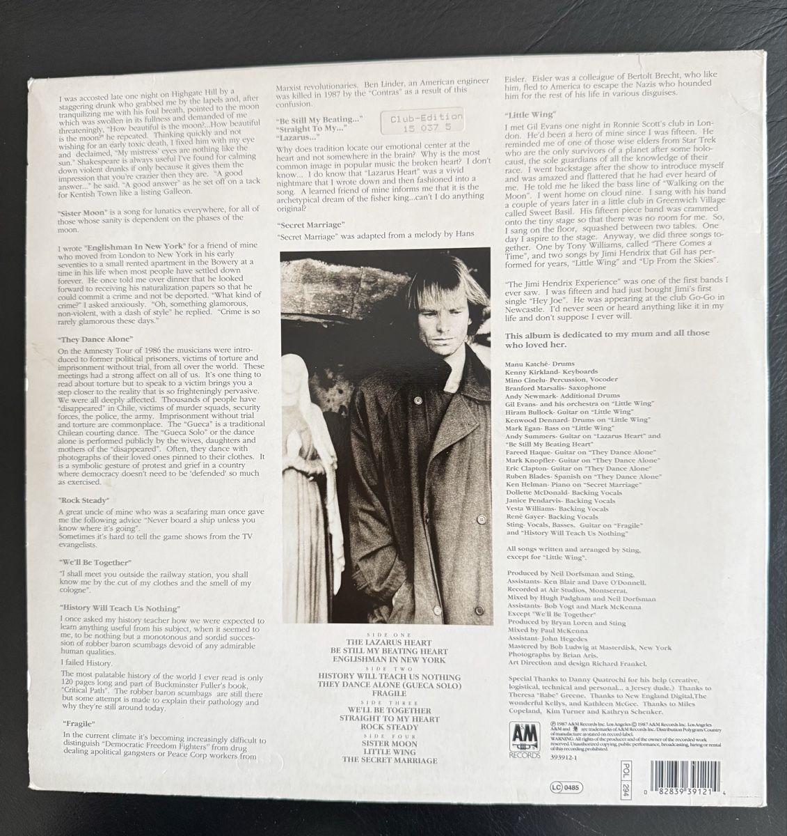 Dischi in vinile: Sting Nothing Like The Sun 2LP Poster 1987 – Usato da Goldach venduto da Messerguru 1