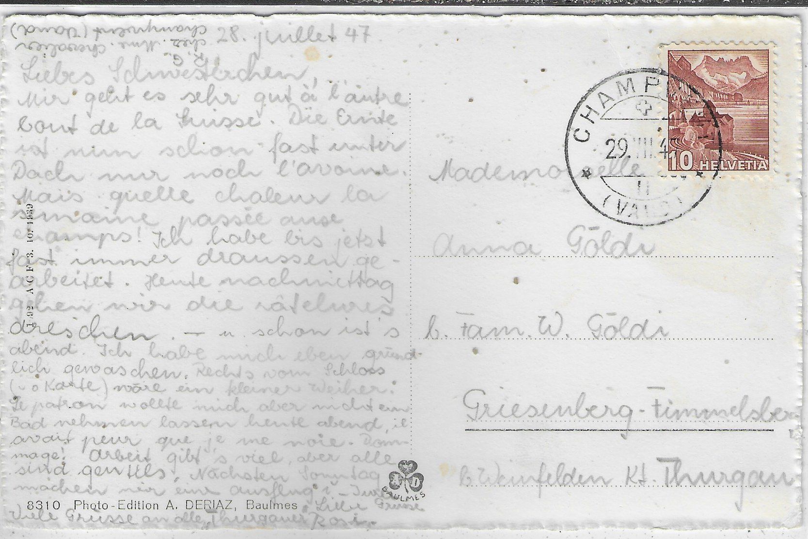 Cartoline postali: Champvant - Le Chateau et le Jura – Usato da Ettingen venduto da Kartenplanet 1