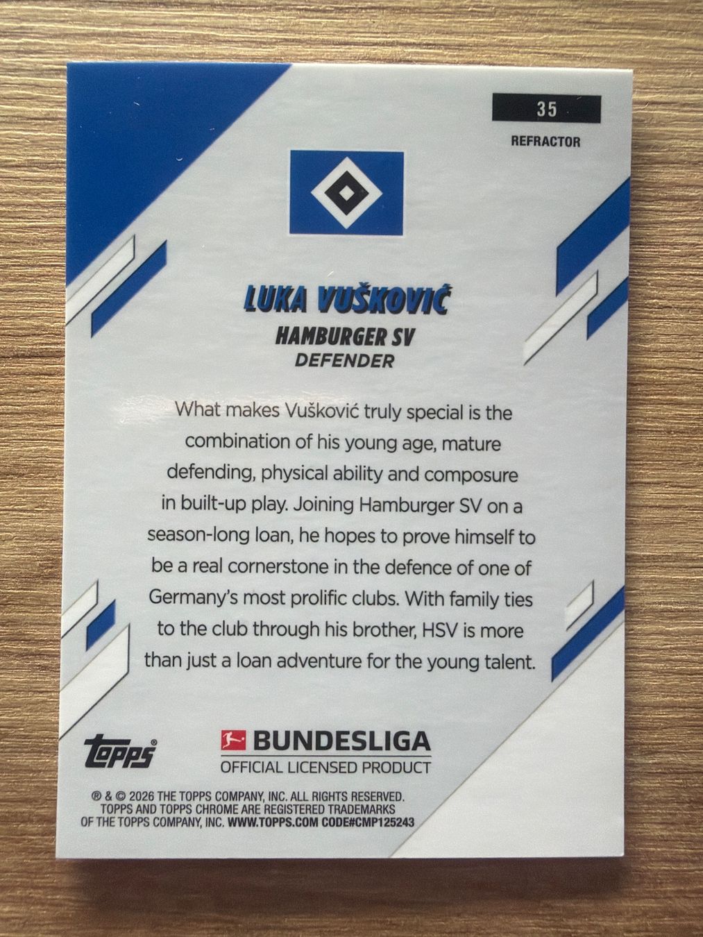 Topps Carte collezionabili: Soccer Luka Vuskovic REFRACTOR Topps Chrome 2026 – Usato da Netstal venduto da Clutch79Cardz 1