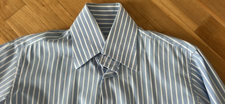 Blau-weiss gestreiftes Business Hemd, Langarm Grösse 41