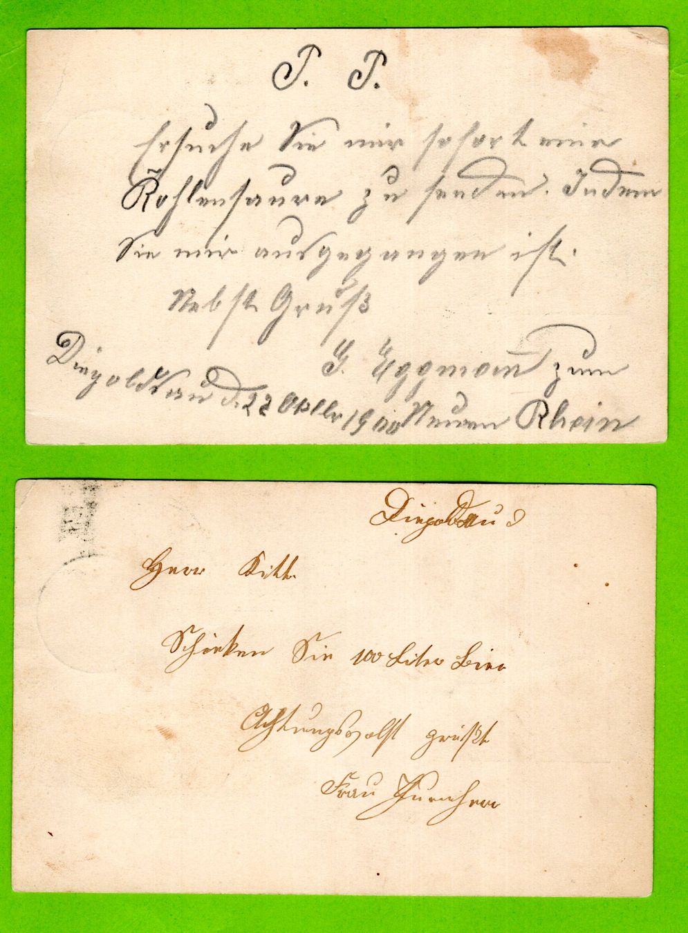 Alle Briefmarken: 1900 - 2 UPU Postkarten (c) – Gebraucht aus Stein am Rhein von Huehnerhund 1