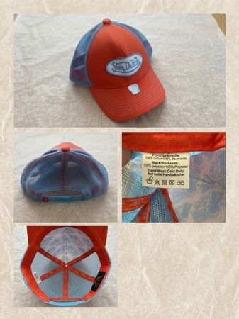 Von Dutch Cap orange blau Mesh Trucker Kappe neuwertig