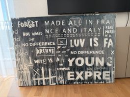 Tableau abstrait contemporain noir et blanc 2020