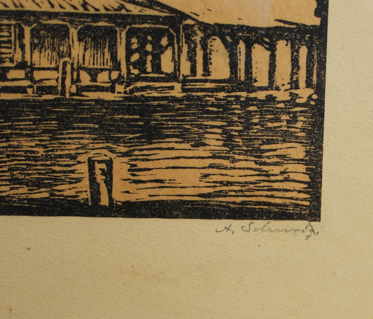 Xilografie: Schürig A. Holzschnitt Kornhaus Rorschach handsigniert – Usato da Zürich venduto da Auctionata 3