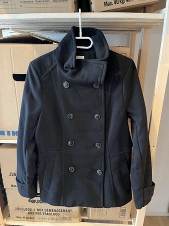 H&M Mantel, Schwarz, Gr. 36