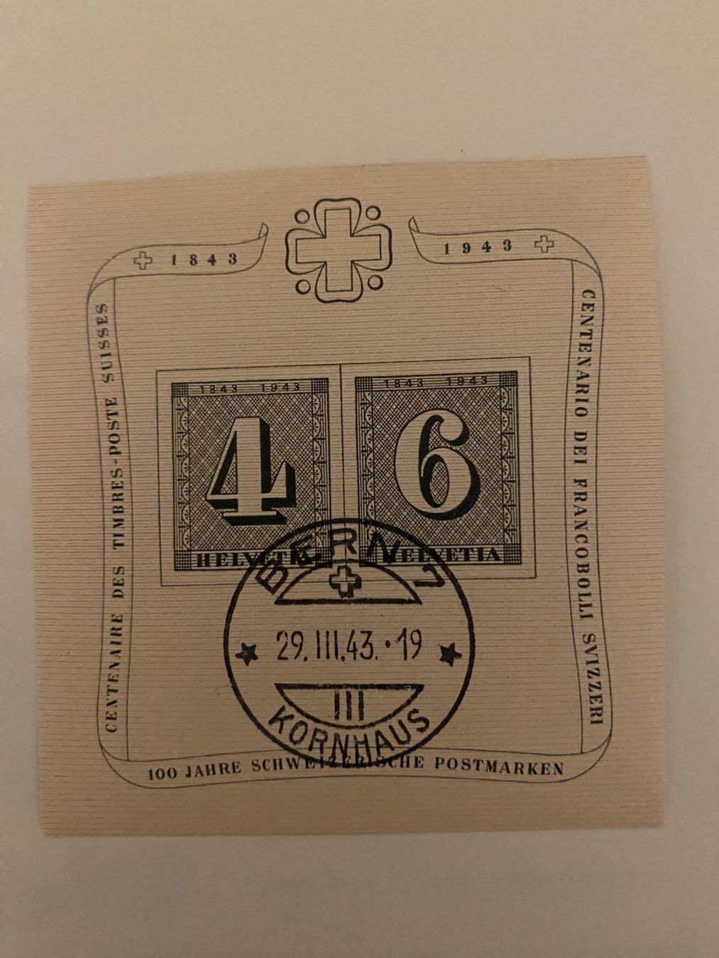 Alle Briefmarken: 2 Stk.Jubiläumsblock 100 jahre Schweizerische postmarken – Gebraucht aus matten b. interlaken von jfran17 2