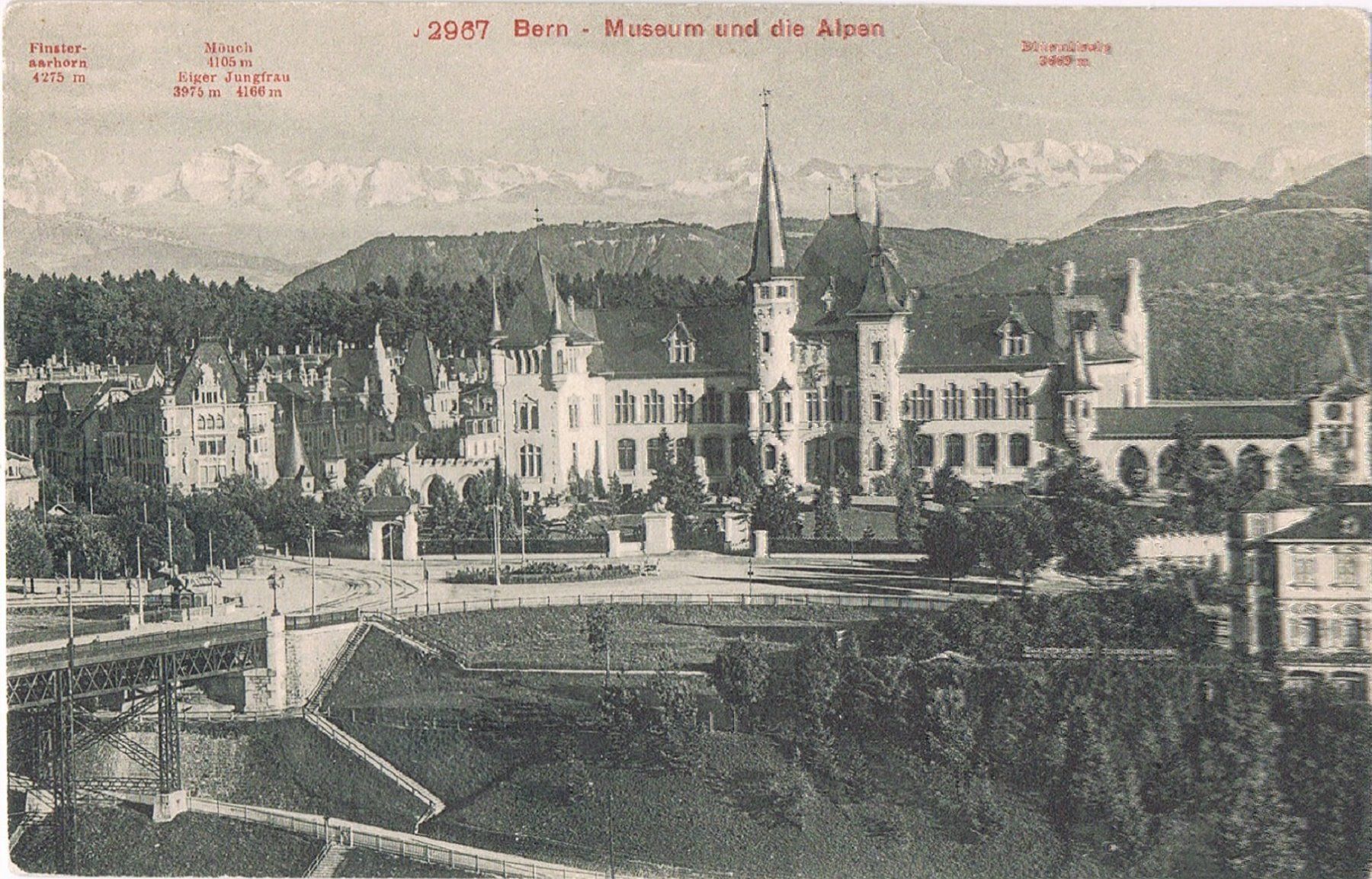 Cartoline postali: Bern Museum und die Alpen, alt! – Usato da Buchs AG venduto da Baerfisch