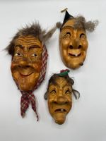 3 Alte, geschnitzte Masken,