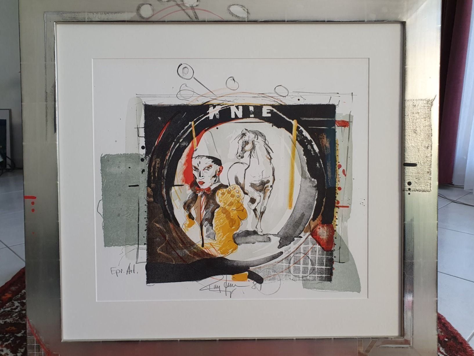 Grafica & Litografie: Rolf Knie - Orig.-Litho "Clown & Pferd" – Usato da Wädenswil venduto da VTK_40