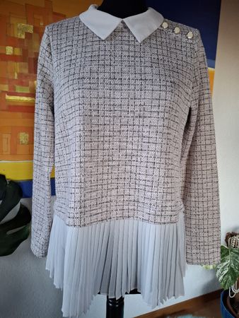 Longshirt Gr. M Tweed Plissee Kragen Bluse chanel - style 71
