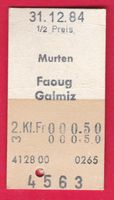 KARTON BILLETT, MURTEN - GALMIZ, 2.KLASSE, EINFACH, HALBTAX