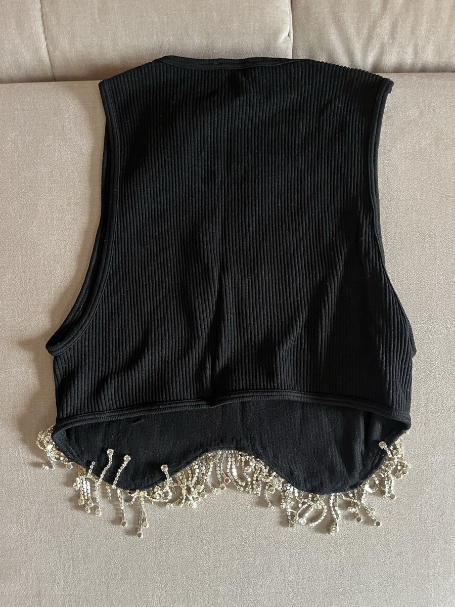 Tops: Crop Top schwarz mit Diamanten  – Gebraucht aus Cunter von tiramisuuu_ 2