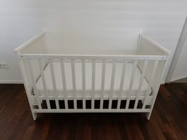 Baby Cot with Mattress White Good Condition