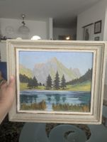 Vintage Signed Swiss Alpine Oil Painting 