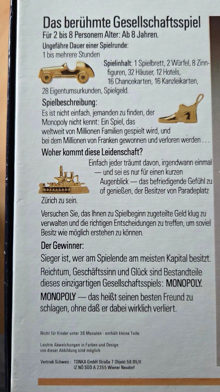 Parker Giochi: Monopoly De Luxe von 1985 – Usato da Gossau SG venduto da tenerife11 8