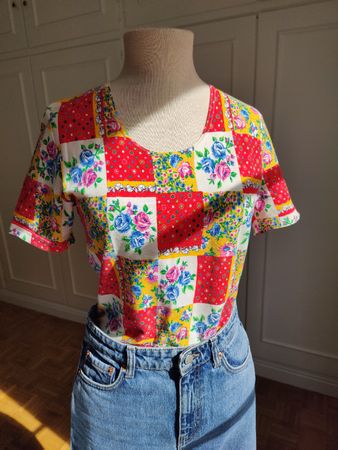 Vintage Carla Ferroni Top Floral Patchwork T-shirt Summer