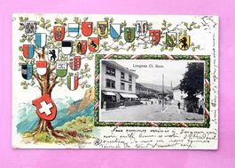Lengnau (BE)  - Dorfansicht - Schweizer Wappen - 1910