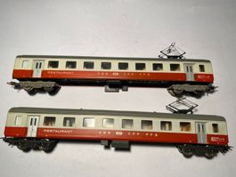 LIMA 2x Restaurantwagen Swiss Express SBB, DC Achsen