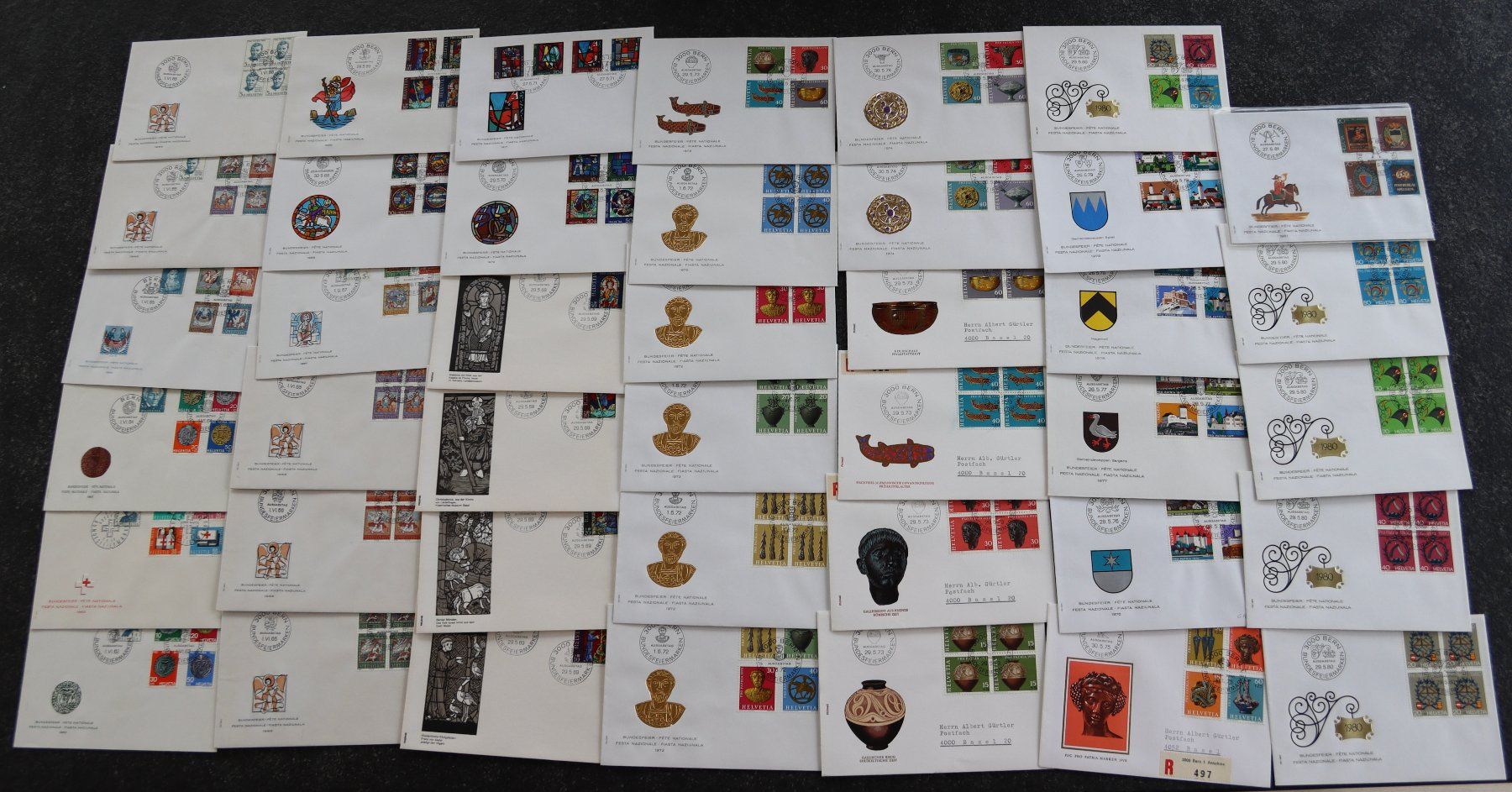 Tutti i francobolli: 41 verschiedene FDC Pro Patria 1962 bis 1981 – Usato da Rheinfelden venduto da Fitscherella 9