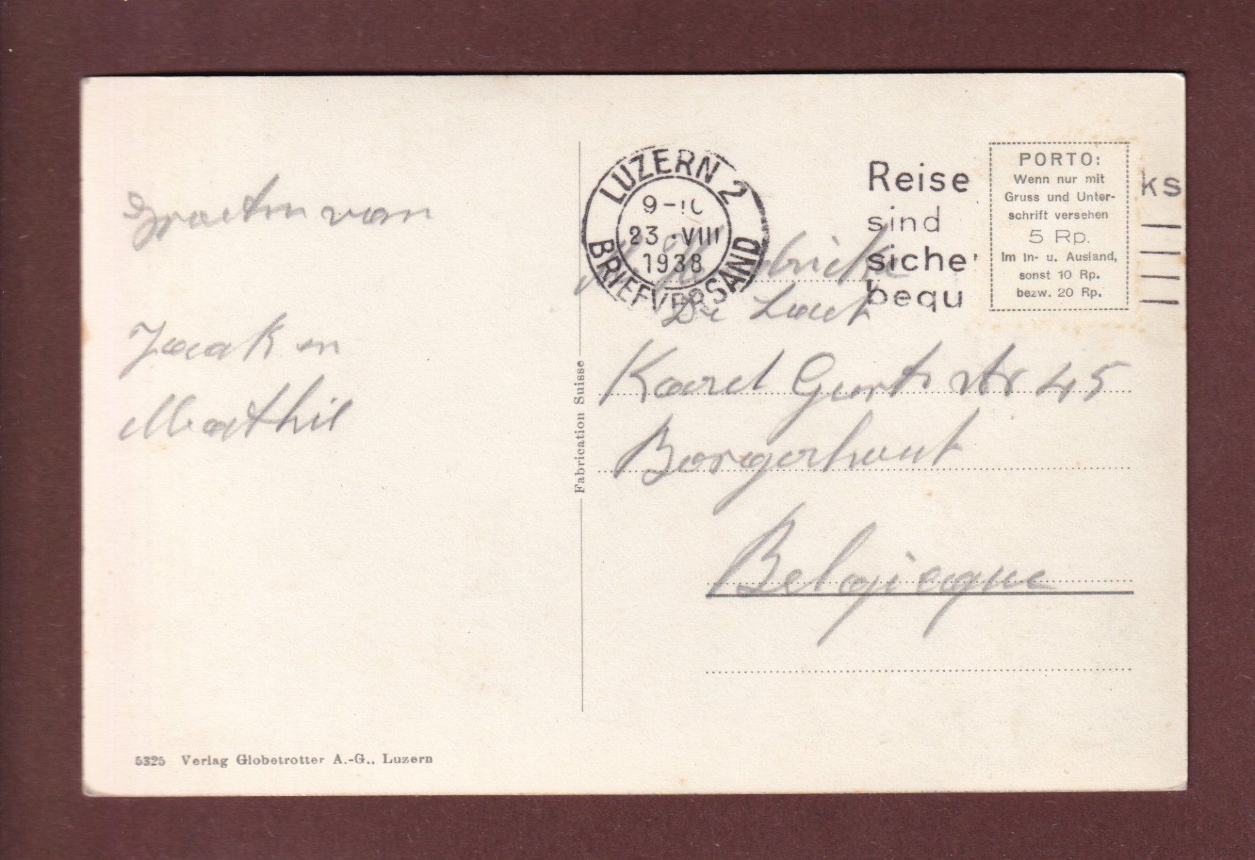 Ansichtskarten: LUZERN - Pilatus - 1938 – Gebraucht aus Pully von nicecards-shop 1