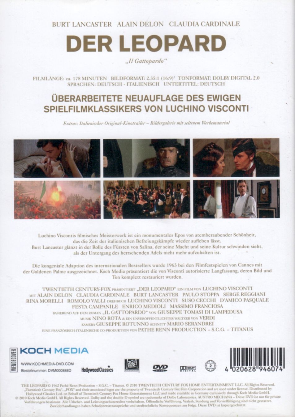 DVD: Der Leopard (mit Burt Lancaster, Alain Delon) (Gebraucht) in ...