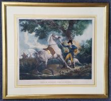 Aquatinta, CHEVAL EFFRAYÉ, Rahmen vergoldet, 19. Jhdt.